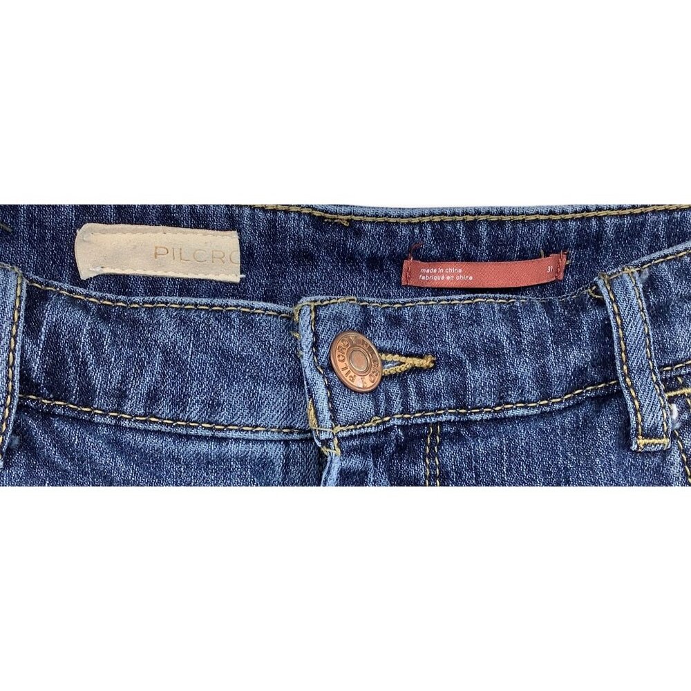 Pilcro Mid-Rise Blue Denim Wide-Leg Womens Jeans Size 31 - Picture 4 of 7